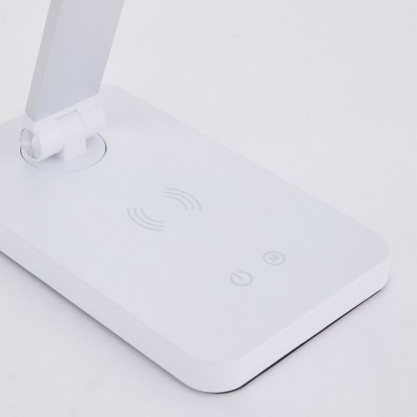 Lightbox Tischleuchte, LED fest integriert, warmweiß - kaltweiß, LED-Tischlampe, wireless charging, 3-Stufen-Dimmer, USB, CCT, weiß