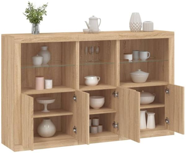 vidaXL Sideboard mit LED-Leuchten Sonoma-Eiche 162x37x100 cm