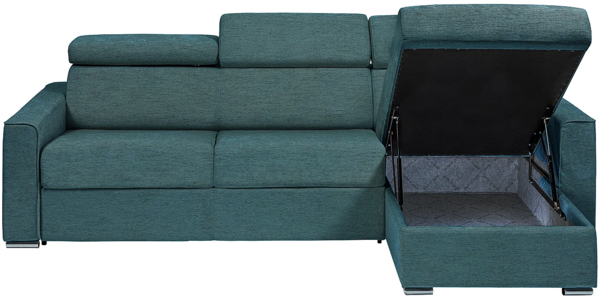 Vente-unique - Ecksofa mit Matratze - Ecke wechselbar - Stoff - Blau - Liegefläche mit Lattenrost mit breiten Latten 160 cm - Matratze 22 cm - Memory Schaum - VIZIR Bild 6