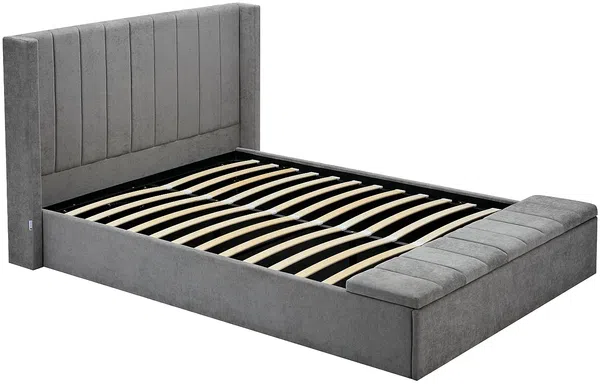 Vente-unique - DOUINO Bett Stoff Grau - B 245 cm x H 120 cm x L 182 cm Bild 5