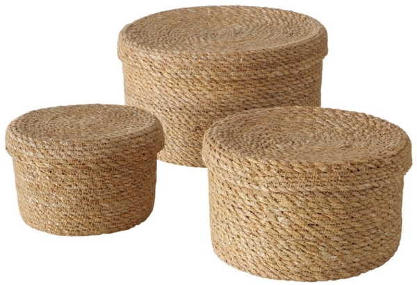Spetebo Aufbewahrungsbox Deko Körbe aus Seegras (Set, 1 St, 3-teiliges), ineinander stapelbar