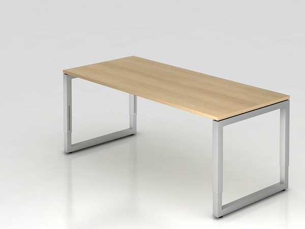 Schreibtisch RS19 O-Fuß eckig 180x80cm Weiß Gestellfarbe: Silber
