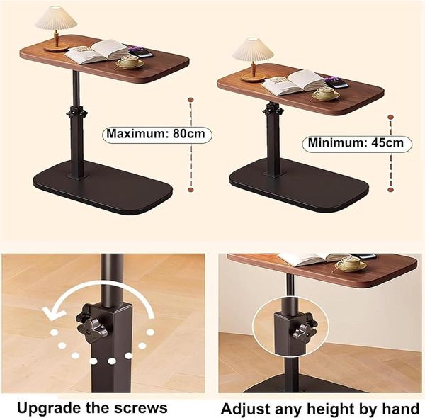 Beistelltisch Holz C Form Schwarz Höhenverstellbar Sofa Laptop Stand Bild 7