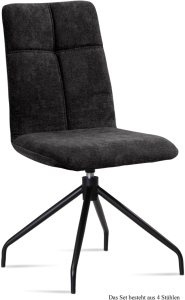 Esszimmerstuhl drehbar (4er-Set) Dniren 47 x 92 x 60 Schwarz/Anthrazit
