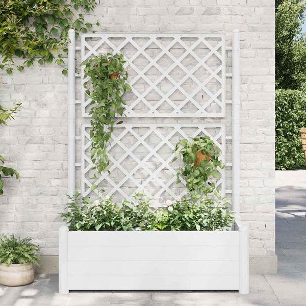 Blumenkübel | Pflanzkübel mit Spalier 100x43x142 cm PP Weiß