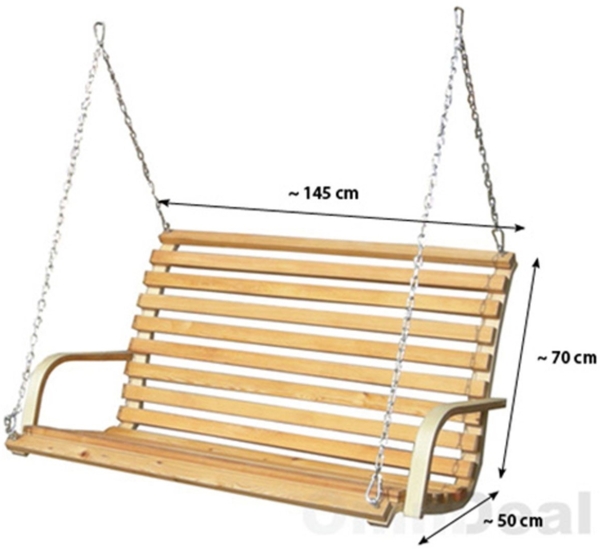 146x100cm Hollywoodschaukel Sitz aus Holz mit Befestigung Bild 2