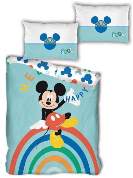 Disney Mickey Maus Regenbogen Bettwäsche Set (Bettbezug 140 x 200 cm und 1 Kissenbezug 63 x 63 cm)