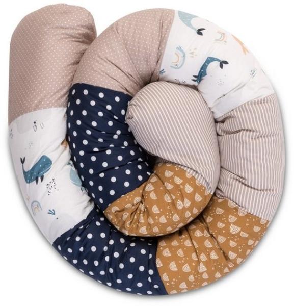 ULLENBOOM ® Baby Kuschelschlange 200x13 cm Wale (Made in EU) - Kuschelschnecke in vielen Farben und Größen, Bezug: 100% OEKO-TEX® Baumwolle, Nackenrolle, Kopfschutz für Wickeltisch, Motiv: Sterne