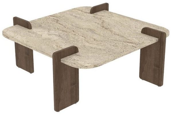 Skye Decor Couchtisch Siam Afrolli (1-St, 1 Tisch), Breite 90 cm, Travertin Walnuss Optik, Geräumige Tischplatte