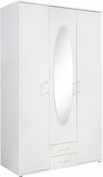 POL Power 'Paul' Kleiderschrank, Drehtürenschrank, Weiß, mit Spiegel, ca. 120 cm