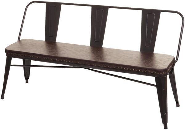 3er Sitzbank HWC-H10, Garderobenbank Esszimmerbank, Kunstleder Chesterfield Industrial Gastronomie ~ schwarz-braun