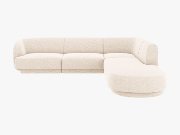 Micadoni Ecksofa Miley 6-Sitzer Rechts Chenille Eden Elfenbein