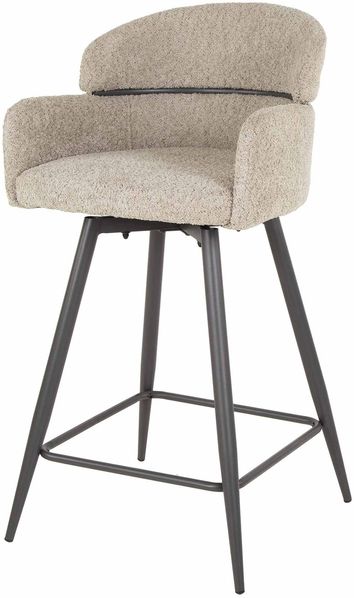 Barhocker 2er-Set Cleruve Boucle, modern drehbar mit Armlehne, Sand, gepolstert und bequem
