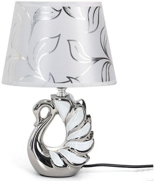 Aigostar Schreibtischlampe Tischlampe aus Keramik Tischleuchte mit Stoffschirm max. 40W