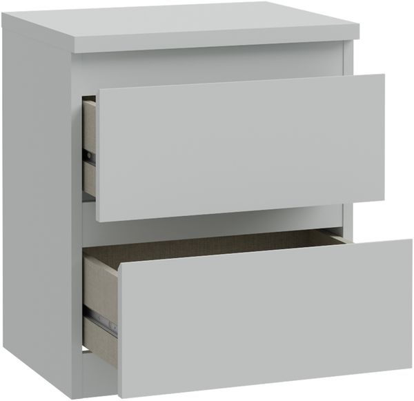 Forte EDMORE Kommode 40 45, moderner Nachttisch mit 2 Schubladen, Beistelltisch, Holzwerkstoff, Secret Grey, 41,8 cm breit x 49,3 cm hoch x 32,2 cm tief Bild 5