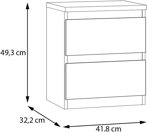Forte EDMORE Kommode 40 45, moderner Nachttisch mit 2 Schubladen, Beistelltisch, Holzwerkstoff, Secret Grey, 41,8 cm breit x 49,3 cm hoch x 32,2 cm tief Bild 6