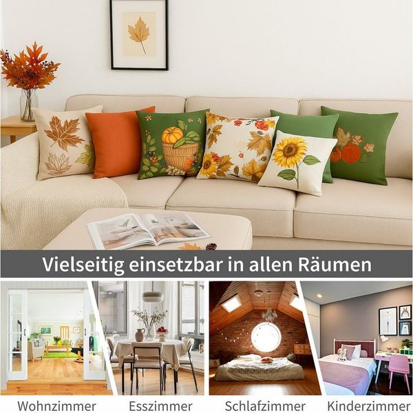 matches21 HOME & HOBBY Kissenbezüge 2er Set Kissenhüllen 40x40 cm mit Sonnenblumen als Herbst-Deko, (2 Stück), Zierkissen-Bezüge für Sofa-Kissen, Couch-Kissen
