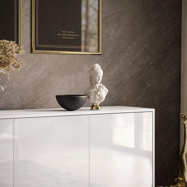 ALLHOUSE24 Kommode MANDY Dreitürige Kommode in Hochglanz Sideboard Kaschmir Weiß, Breite: 154 cm