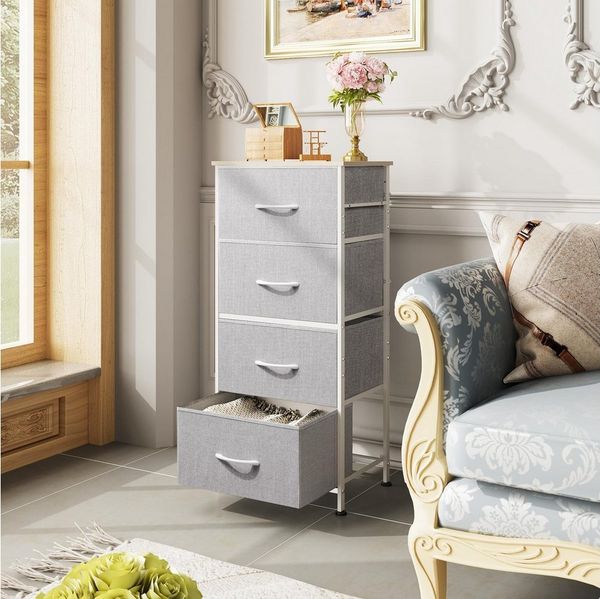 WLIVE Kommode Kommodenschrank, Sideboard mit 4/5 Schubladen, 40/120×30×98 cm, Metallrahmen, verstellbare Füße für Schlafzimmer/Flur