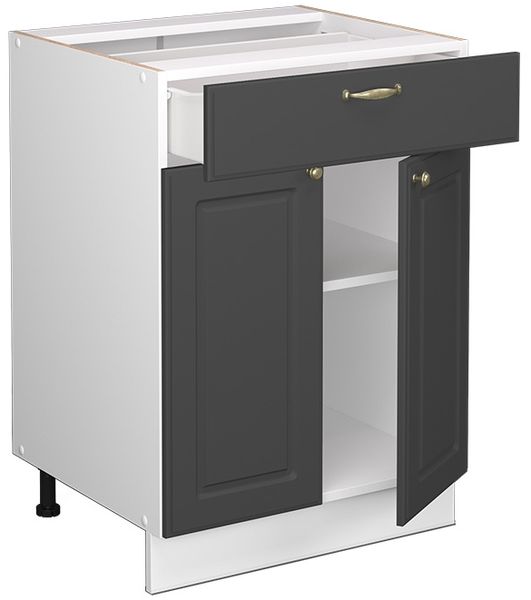 Küchenunterschrank Fame-Line Anthrazit-Gold 60 cm mit Schublade, AP Eiche Vicco