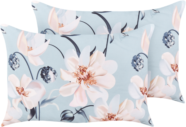 Gartenkissen 2er Set Blumenmuster APRICALE 40 x 60 cm Blau