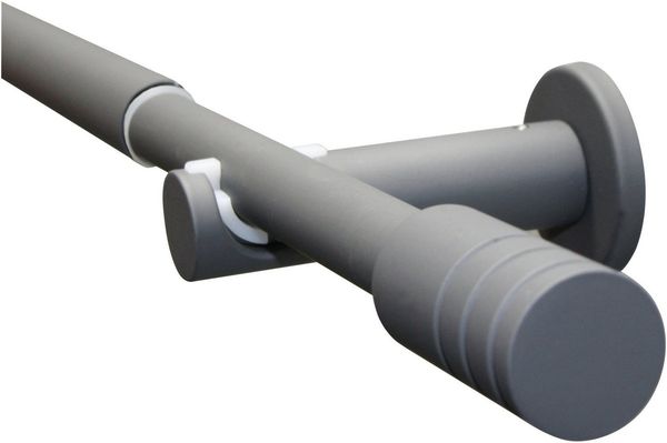 Gardinia Gardinenstangen-Set Elba Zylinder 1-Lauf Ø 16-19 mm Steingrau 120 cm - 210 cm