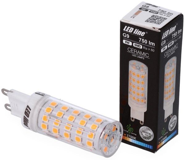 LED-Line LED-Leuchtmittel G9 LED Leuchtmittel 8W 2700K Warmweiß 750 Lumen Stiftsockel, 3 St.