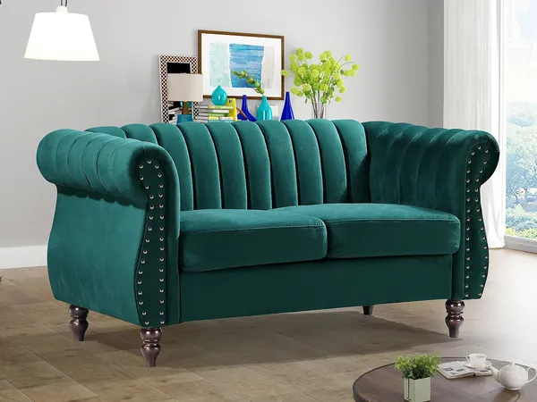 Vente-unique - TRUMBO Sofa SamtStoff Grün - B 78 cm x H 77 cm x L 150 cm
