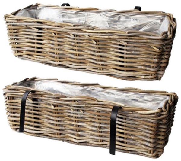 Van der Leeden Blumenkasten Braun (1 St), Pflanzkasten, Rattan, Pflanzkorb, Handmade, Blumenkübel Bild 4