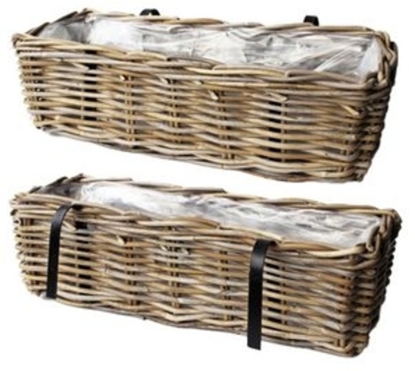 Van der Leeden Blumenkasten Braun (1 St), Pflanzkasten, Rattan, Pflanzkorb, Handmade, Blumenkübel Bild 6