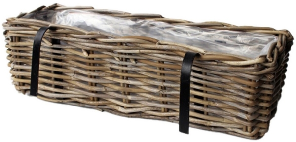 Van der Leeden Blumenkasten Braun (1 St), Pflanzkasten, Rattan, Pflanzkorb, Handmade, Blumenkübel Bild 3