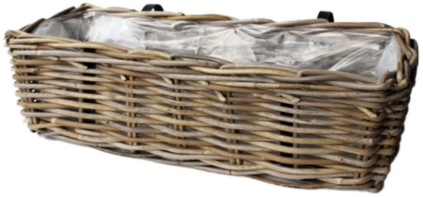 Van der Leeden Blumenkasten Braun (1 St), Pflanzkasten, Rattan, Pflanzkorb, Handmade, Blumenkübel Bild 2