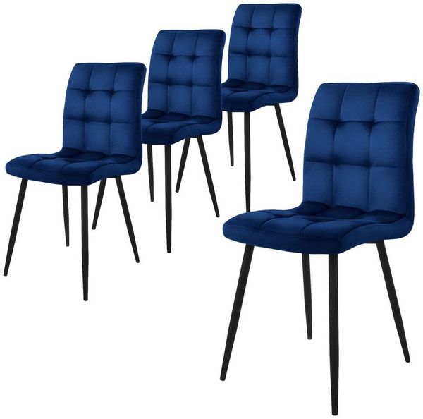 ML-DESIGN Stuhl Esszimmerstuhl mit Rückenlehne Polsterstuhl mit Metallbeine (4 St), Ergonomischer Stuhl, Dunkelblau Samtbezug Wohnzimmerstuhl Küchenstuhl