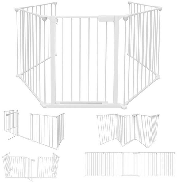 Clanmacy Kamingitter Kaminschutzgitter mit Tür 310cm,5teilig,Weiß, Metall,für Kinder&Tiere (1-tlg)