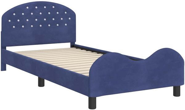 vidaXL Kinderbettgestell mit Kopfteil Polizeiblau 90 x 190 cm Samt 42011126 Bild 4