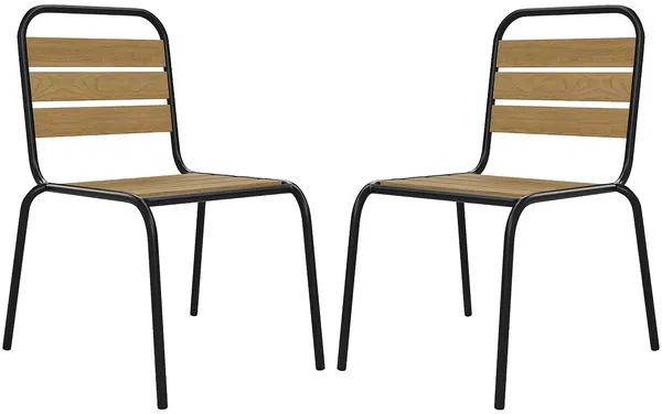 Vente-unique - LYLIOS Garden dining set Metall Schwarz - B 59,5 cm x H 80 cm x L 51 cm