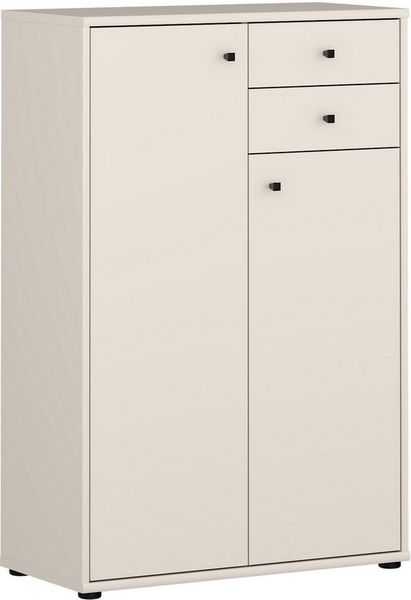 Forte TEMPRA 2 Kommode 70 80, Moderne Kommode 2-türig, 2 Schubladen, Schlafzimmer, Wohnzimmer, Büro, Holzwerkstoff, Kaschmir|Beige, 73,7 cm breit x 111,1 cm hoch x 34,8 cm tief