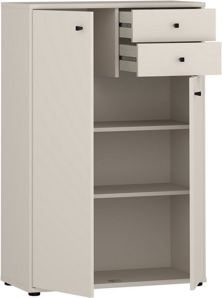Forte TEMPRA 2 Kommode 70 80, Moderne Kommode 2-türig, 2 Schubladen, Schlafzimmer, Wohnzimmer, Büro, Holzwerkstoff, Kaschmir|Beige, 73,7 cm breit x 111,1 cm hoch x 34,8 cm tief Bild 4