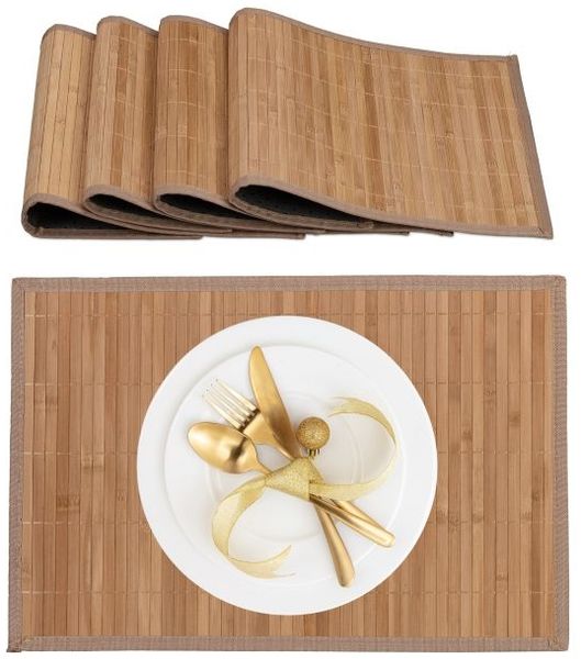 Relaxdays Tischset 4er Set Bambus