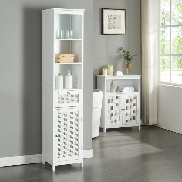 Hochschrank Karlsøy 161x35x32cm Weiß [en. casa]