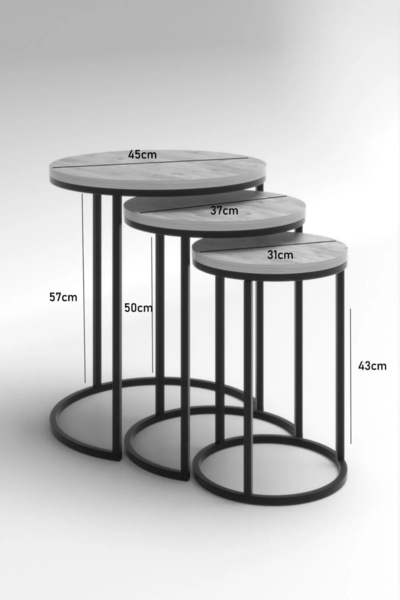 Couchtisch- und Satztisch-Set 70 x 52 x / cm Spanplatte/metallprofil/pvc Marmor Dekor - schwarz 89321615 [en. casa] Bild 6