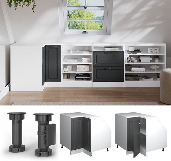 Dachschrägenschrank Eckschrank Rion Anthrazit Landhaus 75.6 x 81.6 cm mit 1 Tür, Schrankkorpus 60 cm Tiefe Vicco Bild 5