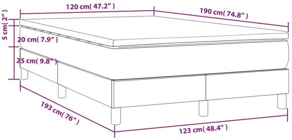 vidaXL Boxspringbett mit Matratze Blau 120x190 cm Stoff 3269670 Bild 8