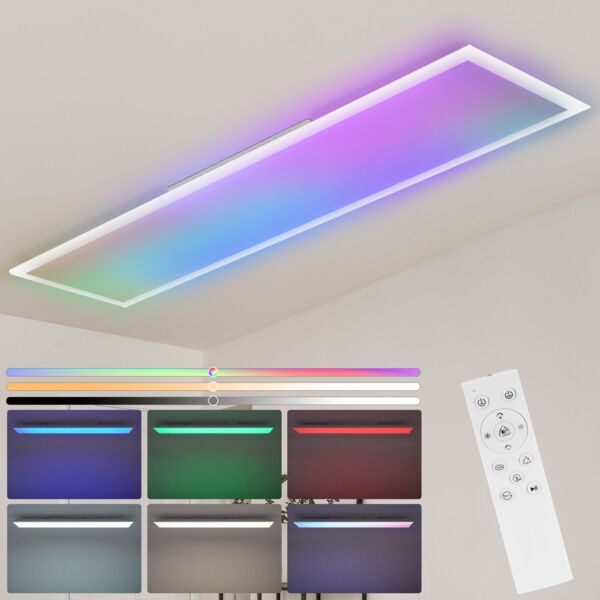 ZMH LED Panel 100x25 Deckenleuchte - Deckenpanel Dimmbar Lang Tageslichtlampe GRB Backlight Farbwechsel Bürolampe Flach Büro 24W Deckenlampe Küchenlampe für Werkstatt Flur Küche Wohnzimmer