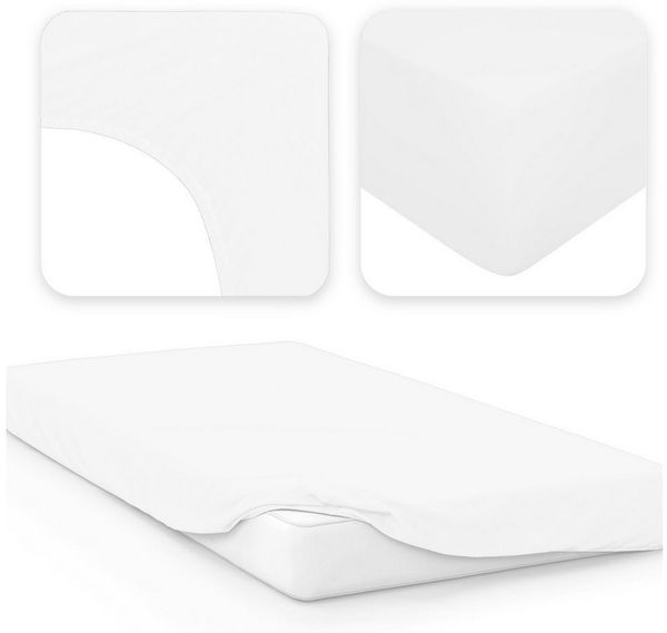 Jacobson Spannbettlaken PREMIUM 200 g/m² Jersey aus 97% Baumwolle & 3% Elasthan, Extra dichtes Bettlaken mit maximalem Halt