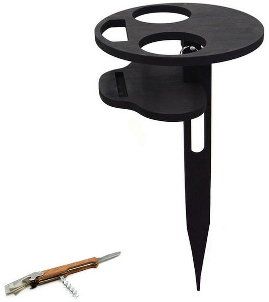 UNUS GARDEN Klapptisch Bierhalter klappbar, Biertisch aus Bambus (2-St, Höhe: ca. 43 cm), Gartentisch, Beistelltisch, Getränkehalter, Campingtisch