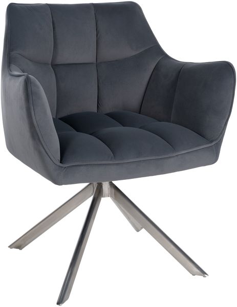 Esszimmerstuhl SWING Samt edelstahl - 81x67x58cm, dunkelgrau, Samt Metall Gestell Stühle Esszimmerstühle Stuhl Esszimmer Esstisch Stühle Küchenstuhl