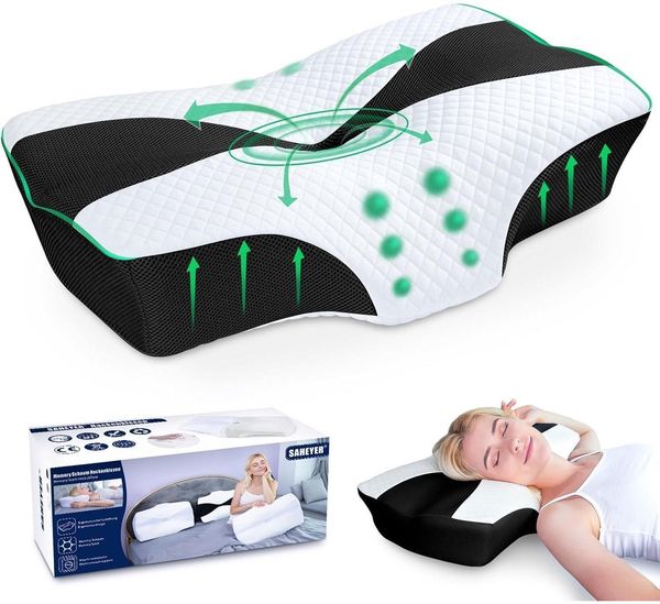 Orthopädisches Nackenkissen Memory Foam Schwarz Ergonomisch