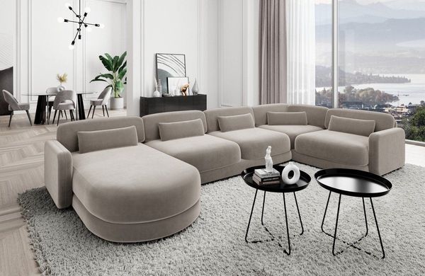 Sofa Dreams Wohnlandschaft Design Stoff Polstersofa Stoffcouch Stoffsofa Valencia U Form Couch, Loungesofa
