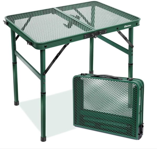 Campingtisch Klappbar 60×40cm Gartentisch Grilltisch Metallgitterplatte Grün